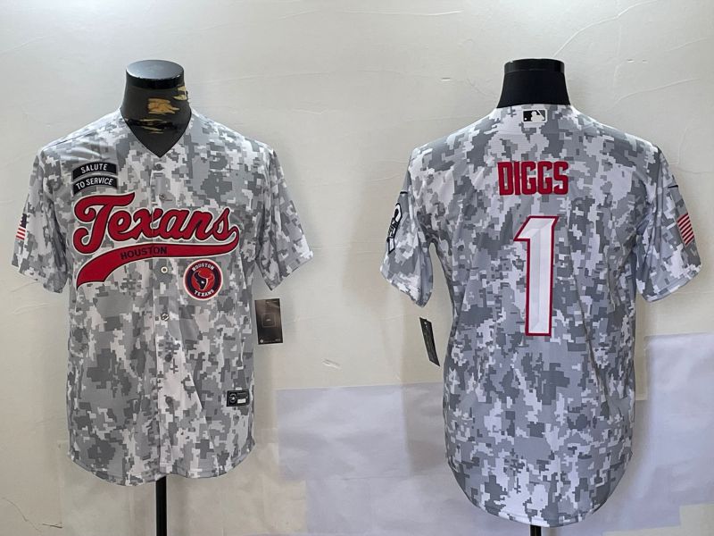 Men Houston Texans #1 Diggs Nike Arctic Camo 2024 Salute to Service Limited NFL Jersey style 1